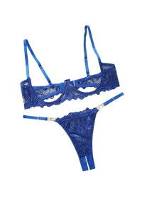 Ensemble de lingerie en dentelle bleu pour femme en vente chez Sophie Libertine Vannes