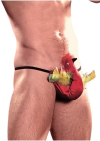 String drôle pour homme avec cocotte en satin avec plumes colorées en vente chez Sophie Libertine Vannes