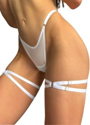 Tour de cuisse en élastique blanc - ajustable vendu à la boutique Sophie Libertine de Vannes