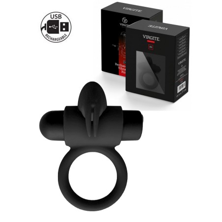 Cockring Vibrant E9 Rechargeable Extensible Rabbit silicone noir 10 vitesses