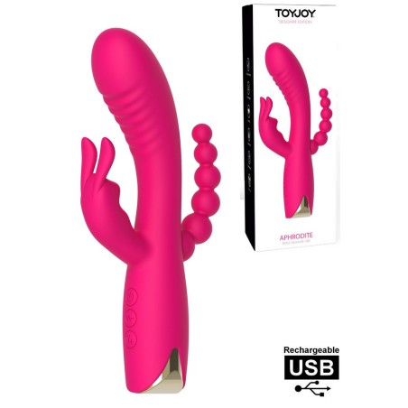 Vibromasseur Rabbit Double pénétration Rechargeable - Designer Edition Aphrodite Triple Vibrator