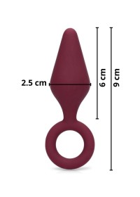 Petit plug anal en silicone bordeaux avec anneau souple en vente chez Sophie Libertine Vannes