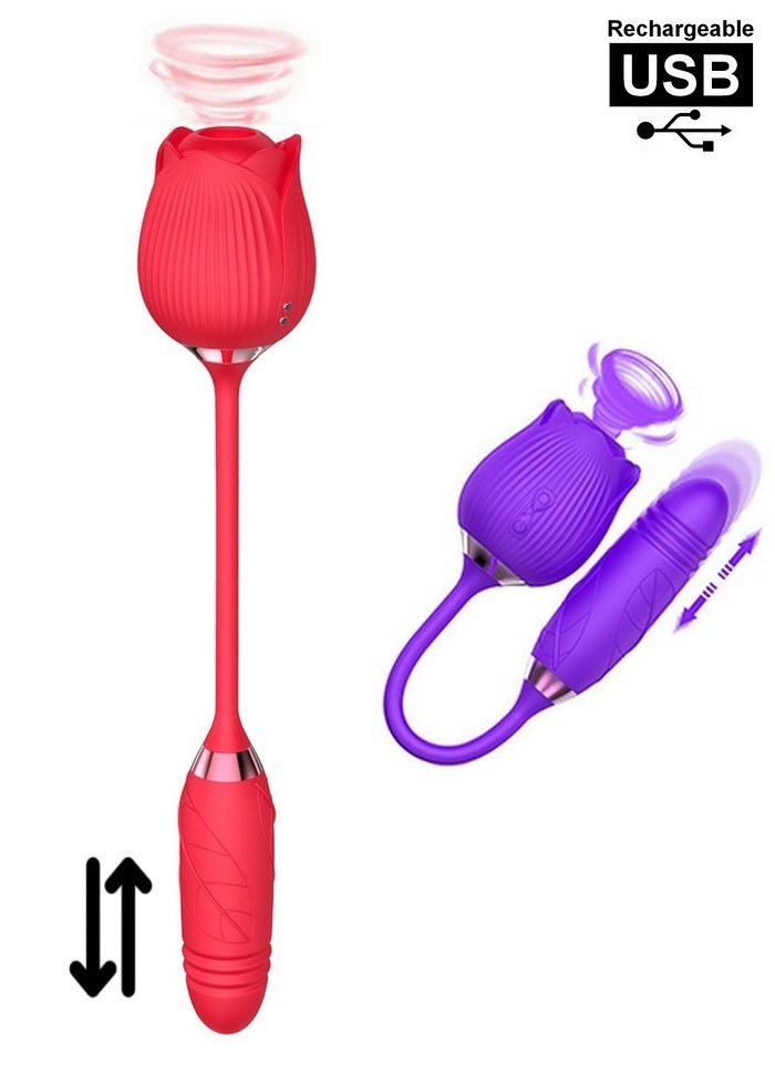 Stimulateur pour femme rose rouge ou violette avec stimulation interne et externe en vente chez Sophie Libertine Vannes