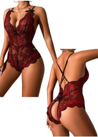 Body sexy saint valentin ouvert à l'entrejambe de couleur noir et rouge en vente chez sophielibertine