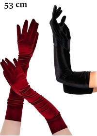 Gants longs en velours noir ou bordeaux 53 cm