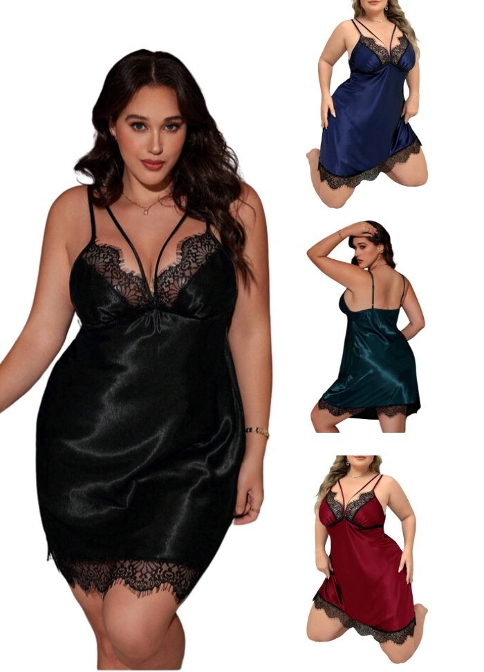 Nuisette satin grande taille en différents coloris