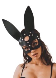 Joli masque en simili noir, idéal pour les jeux de rôle bunny